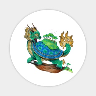 Green Asian Turtle Dragon Magnet